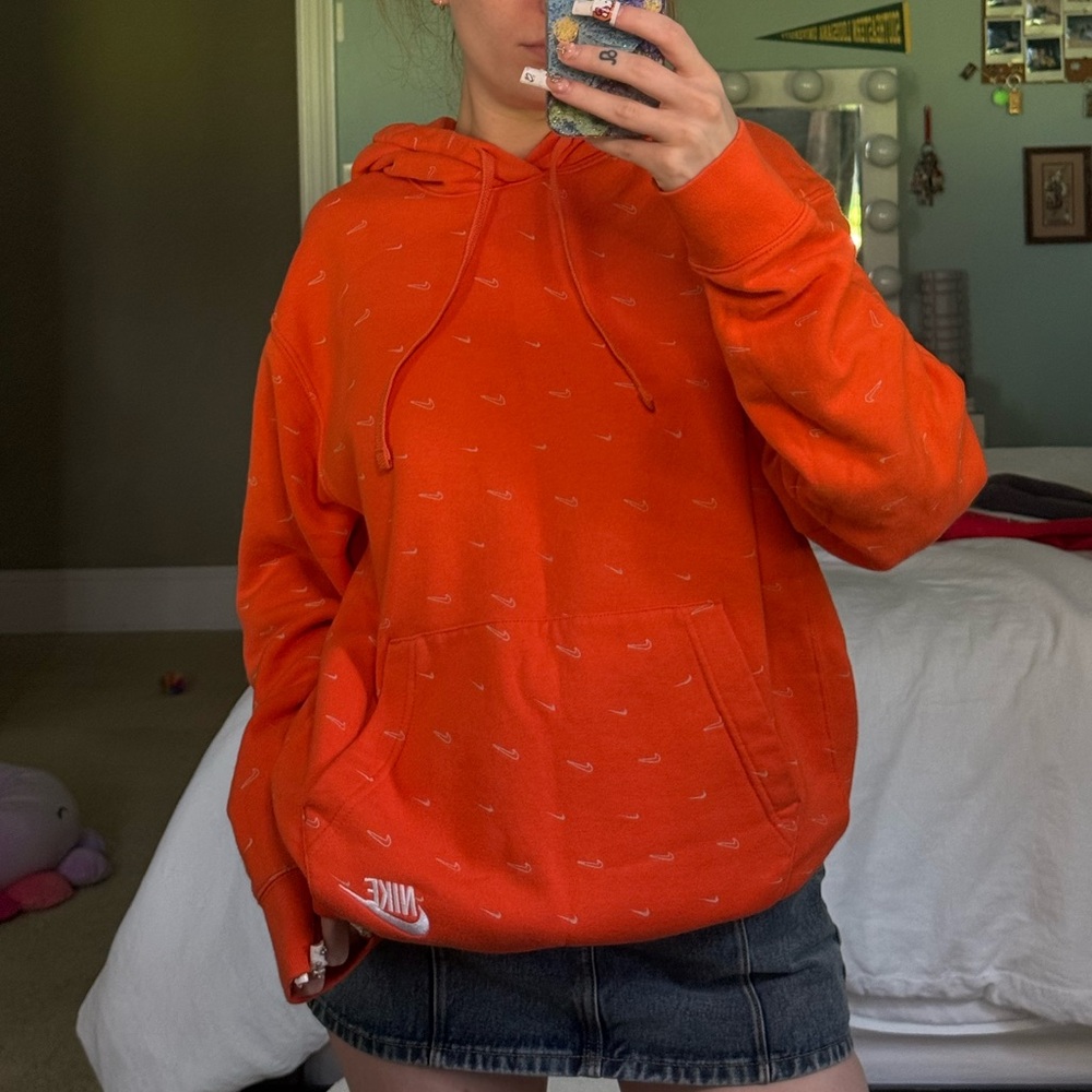 Orange Nike Logo Hoodie
